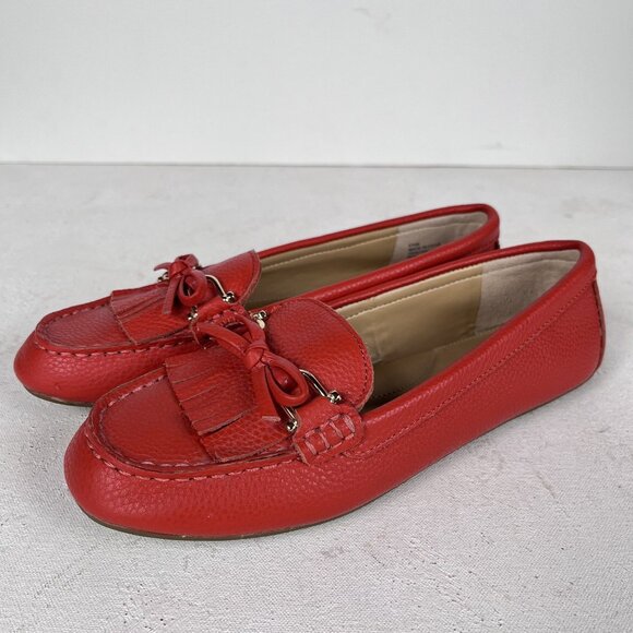 Talbots Womens Everson Tasseled Red Leather Driving Flats Sz 6.5 - Picture 9 of 10